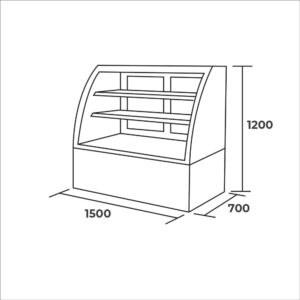 Vitrina Pastelera Curva 530 Lts. 1500x700x1200 mm. - Imagen 3