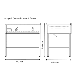 La Plancha Churrasquera a Gas 1 M. x 60 cm. - Imagen 3