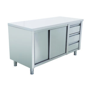 Mesón cerrado 3 cajones 1500 mm.